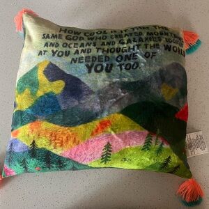 Natural Life NWT pillow colorful 2-sided with tassels